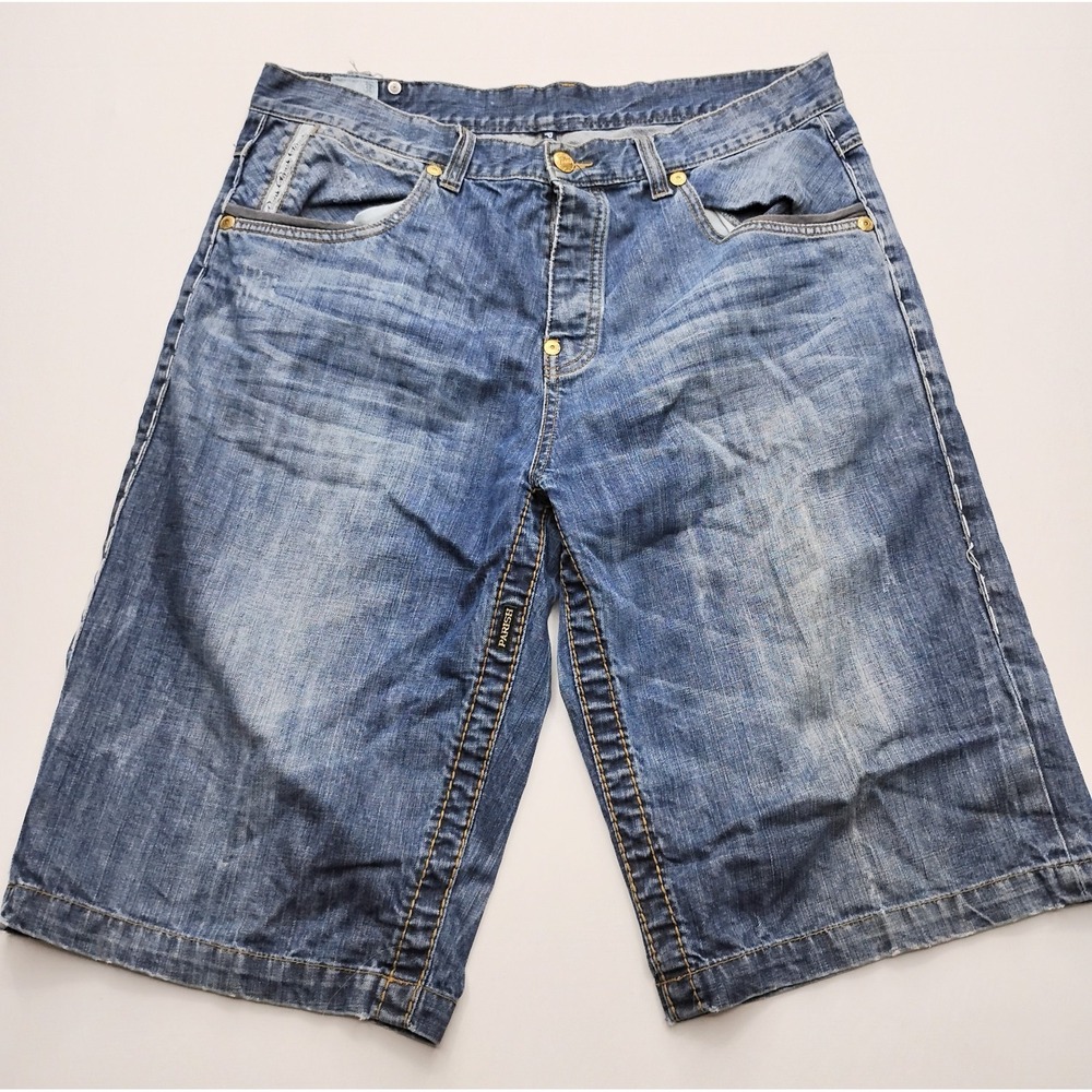 Parish Y2K Baggy Shorts Skater Button Fly Studded Pockets 15 in inseam
